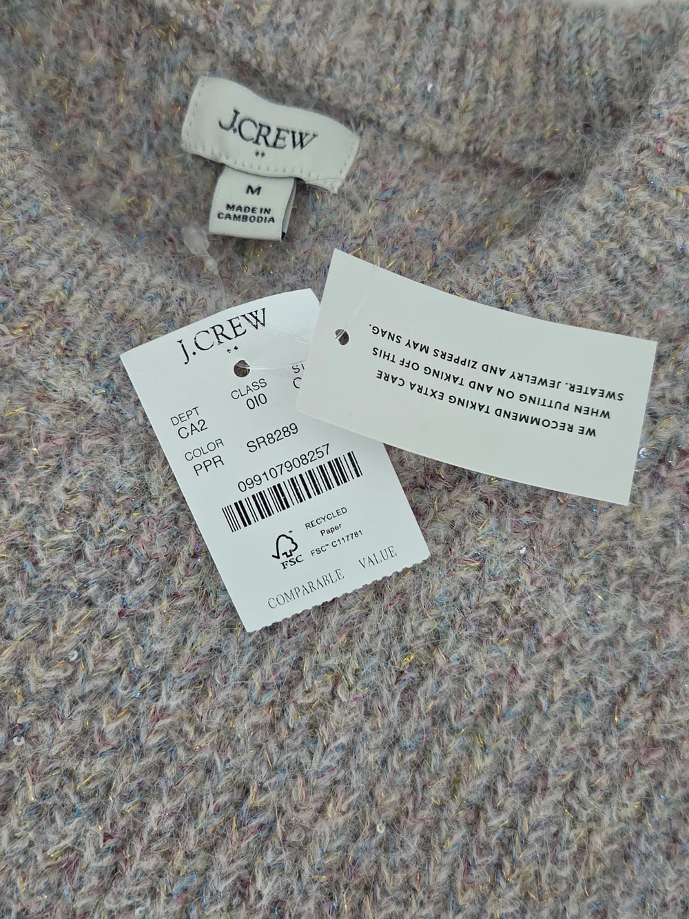 J. Crew Cozy Crewneck Sweater in Light Heathered Lilac